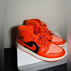 Nike Air Jordan Orange and Black High-Top Sneakers